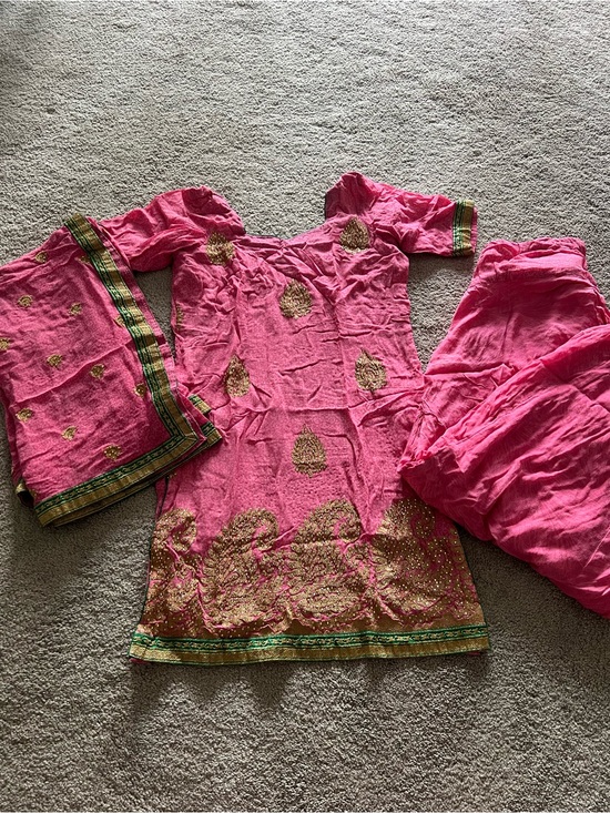 Other - Pink Embroidered Indian Salwar Kameez Set with Gold Accents